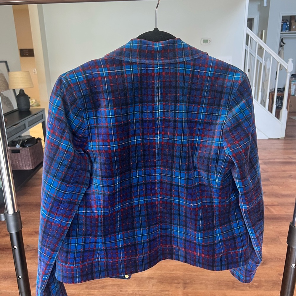 Tommy Hilfiger Women's Blue and Red Plaid Blazer - Picture 2 of 5